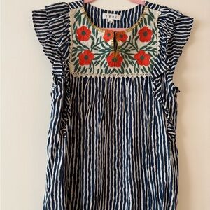 THML Floral Embroidered Top with Stripes